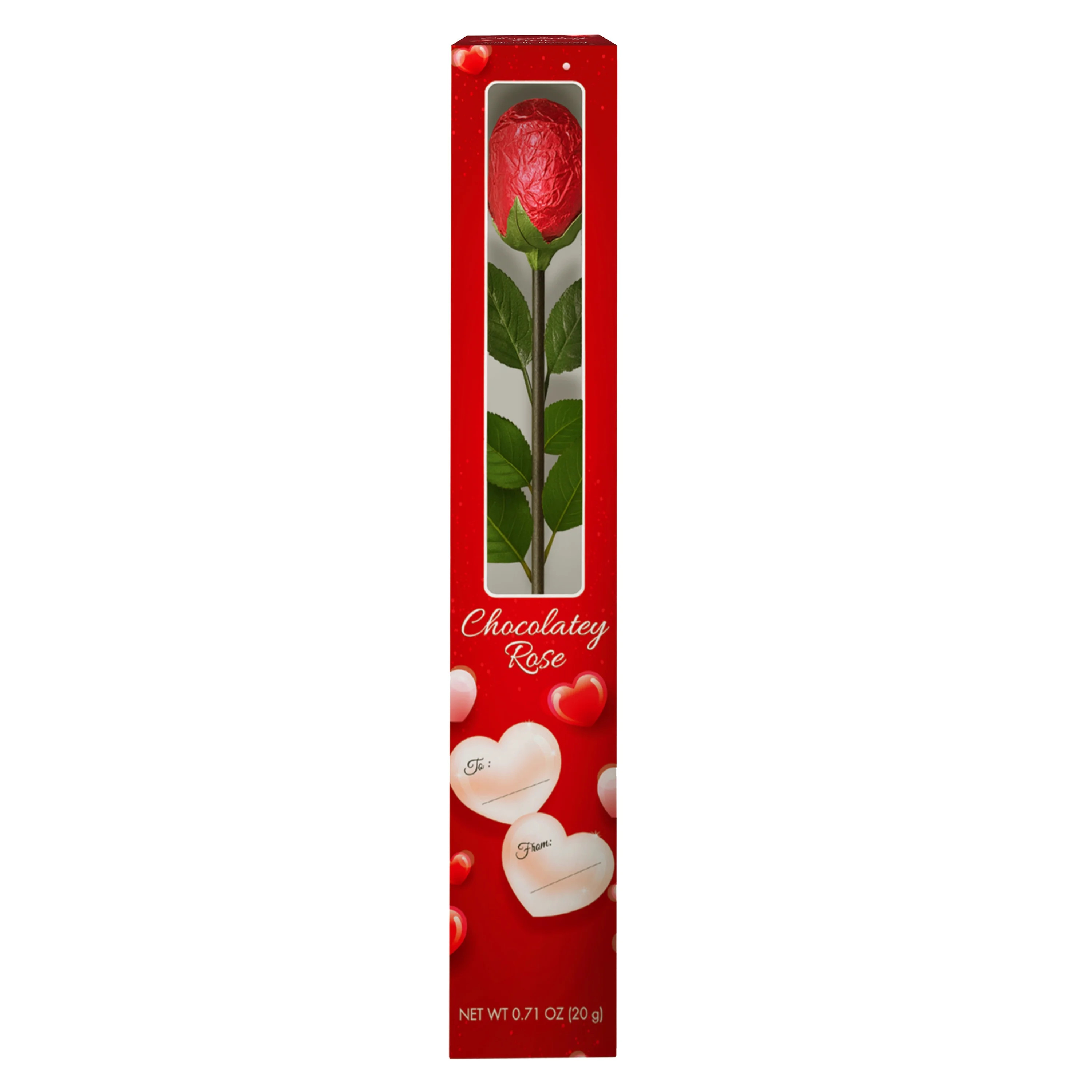 Red Foil-Wrapped Chocolatey Rose, Milk Chocolate Rose, Window Gift Box, Valentine's Day | Walmart (US)