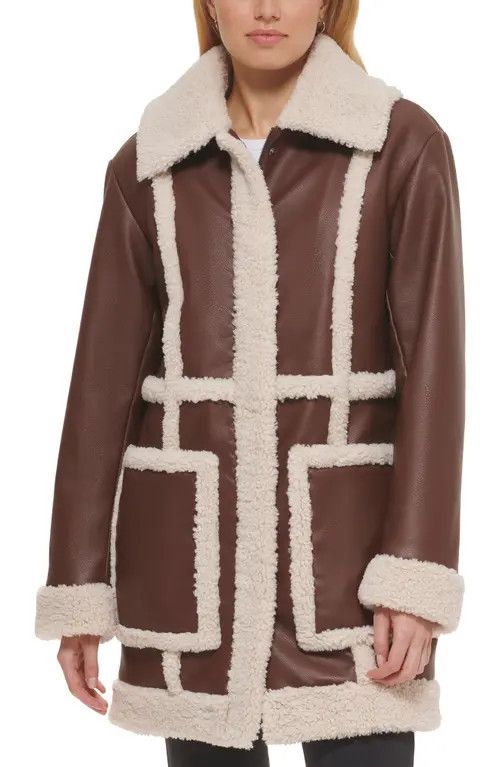 levi's Faux Shearling Coat in Chocolate Brown at Nordstrom, Size Medium | Nordstrom