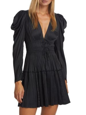 Lu Satin Pleated Minidress | Saks Fifth Avenue OFF 5TH