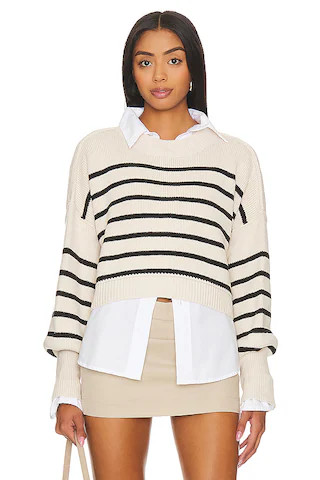 Free People Stripe Easy Street Crop Sweater in Pearl Combo from Revolve.com | Revolve Clothing (Global)