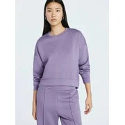Scoop Women's and Women's Plus New Scubaknit Cropped Sweatshirt with Drop Sleeves, Sizes XS-4X | Walmart (US)