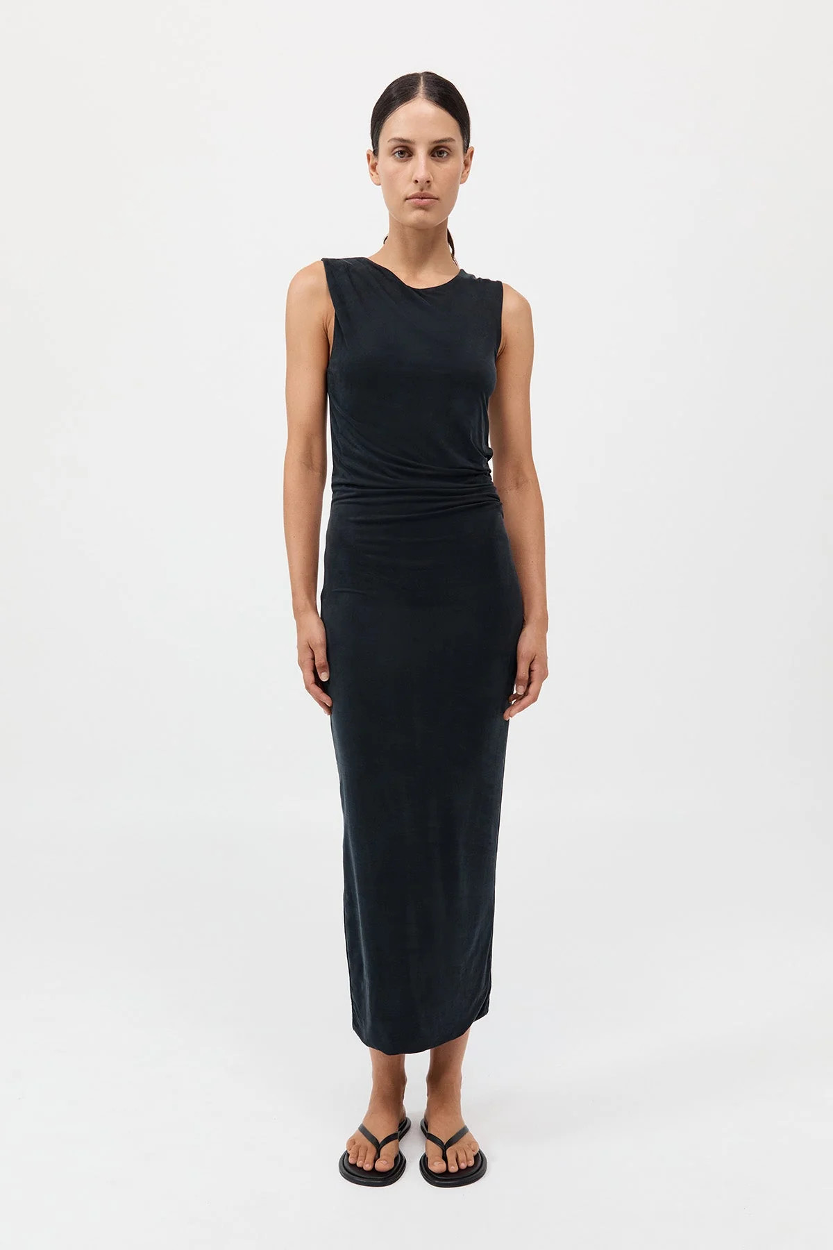 Cupro Jersey Drape Dress - Black | St. Agni (US, UK, EU)