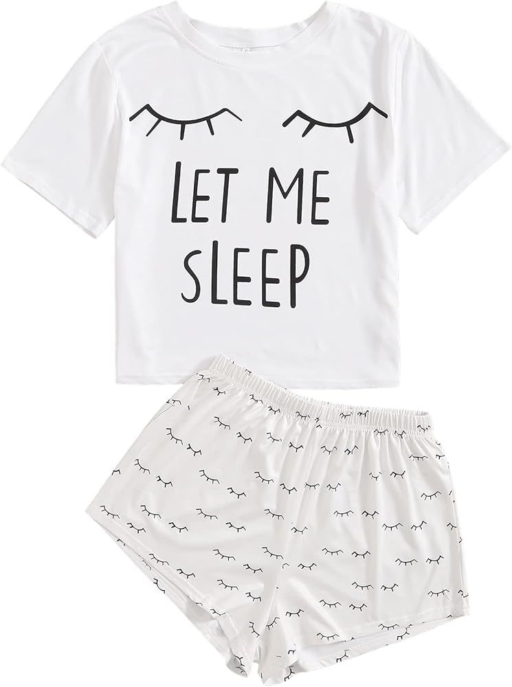 WDIRARA Women's Sleepwear Cartoon Dinosaur Print Tee and Shorts Cute Pajama Set | Amazon (US)