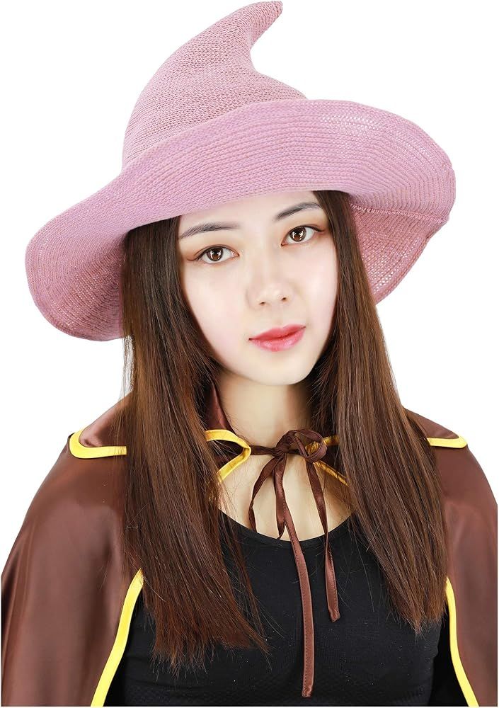 DAZCOS Multicolor Witch Hat Wide Brim Foldable Pointed Cap for Women Halloween Costume | Amazon (US)
