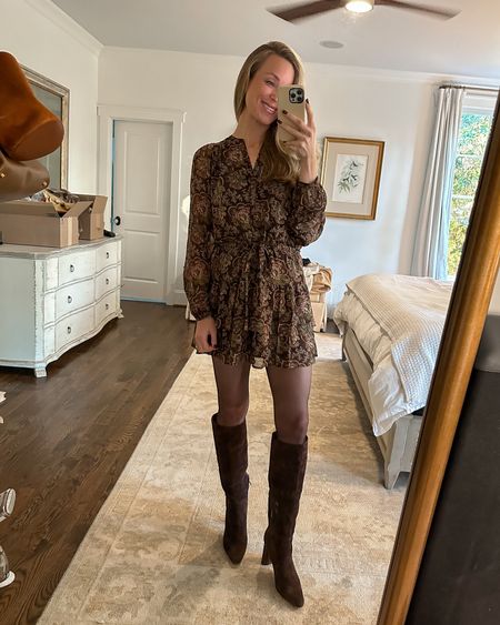 This dress is on sale with code NPOCT23SF and would be perfect for Thanksgiving! Tights are my favorite sheer pair for fall/winter. Similar boots linked. 

#LTKSeasonal #LTKstyletip #LTKfindsunder100