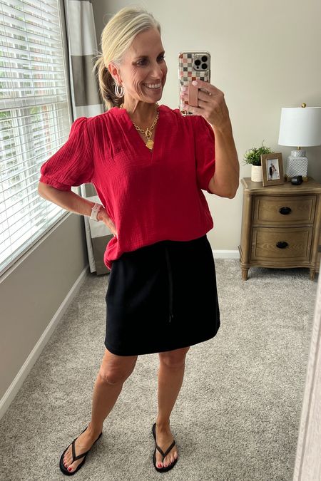 Closet staples here! 
Spanx skirt!!!! So comfy but still super cute 
These gauze tops from Avava are MY FAVE. I have every color 😁
Codes:
Spanx - LISAXSPANX 
Avara- COAST15 

#LTKOver40 #LTKFindsUnder100 #LTKStyleTip