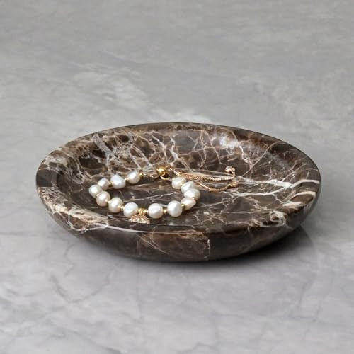ZSHAWN Natural Marble Ring Dish Jewelry Tray – 5.5" Trinket Dish for Rings Earrings Necklace, S... | Amazon (US)