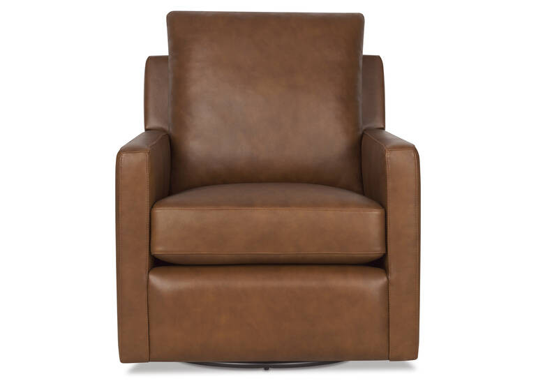 Sadie Leather Swivel Armchair -Arlo Rum | Urban Barn