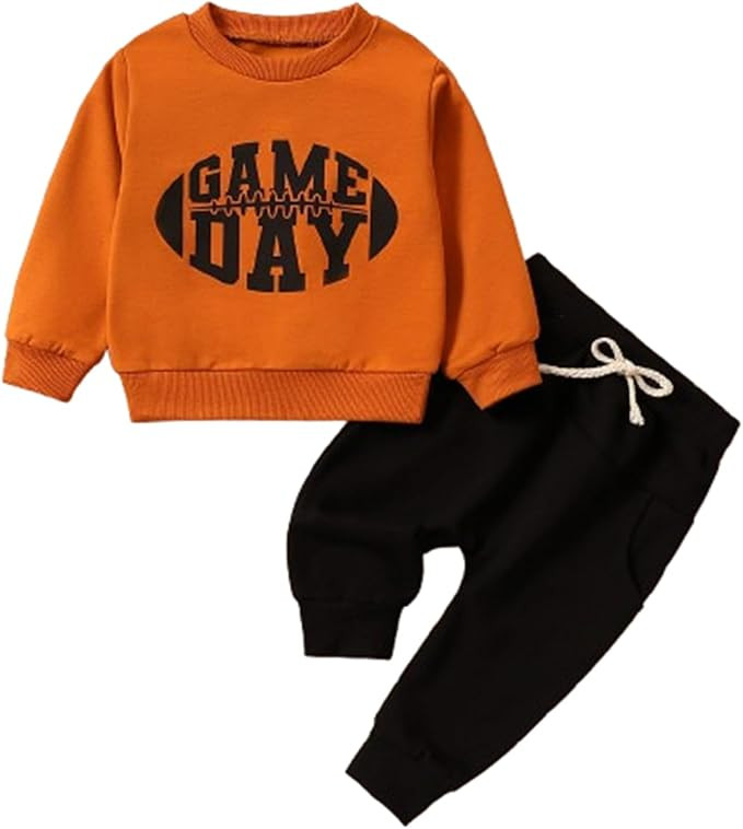 Kislio Infant Toddler Baby Boy Clothes Set Game Day Football Long Sleeve Pullover Sweatshirt Pant... | Amazon (US)