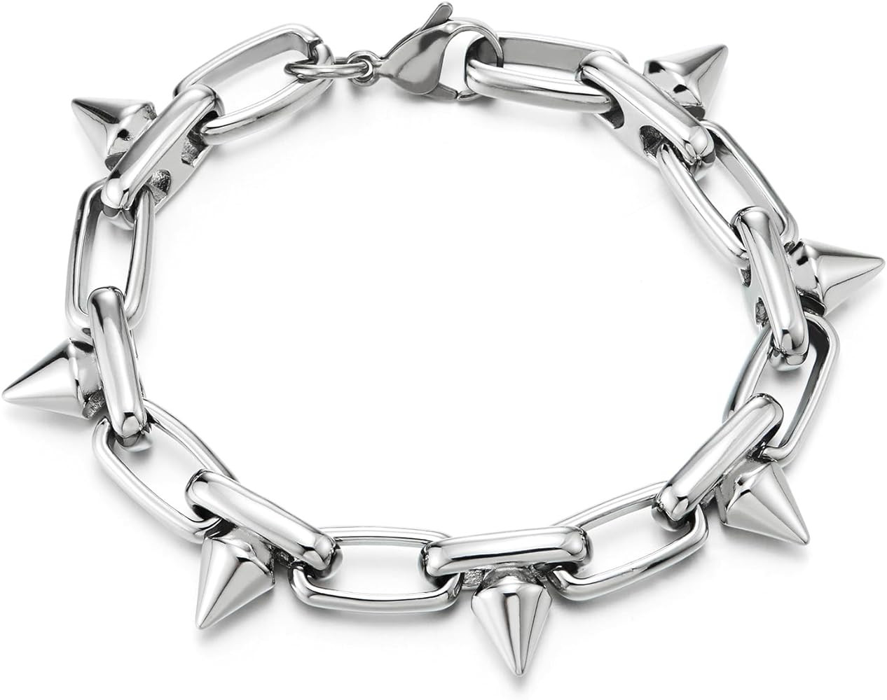 COOLSTEELANDBEYOND Stainless Steel Spike Link Chain Bracelet for Men Women, Unique Style | Amazon (US)