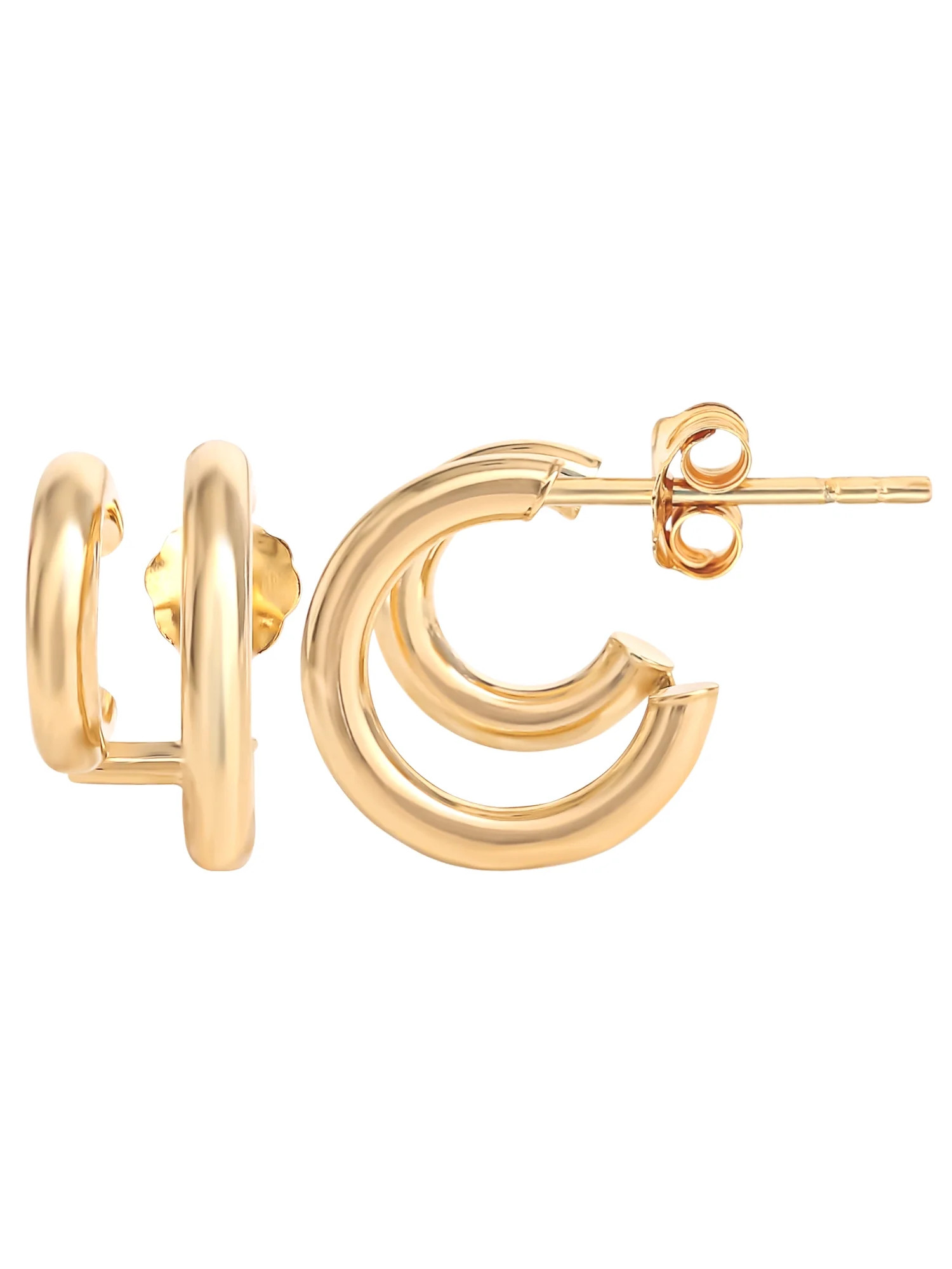 "JS Jessica Simpson Women’s Gold Plated Sterling Silver Double Hoop Stud Earrings" - Walmart.co... | Walmart (US)