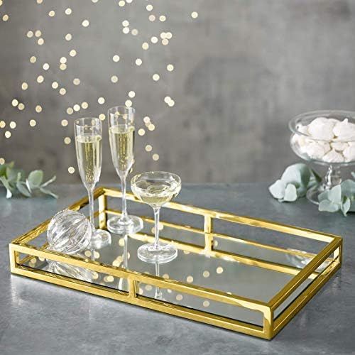 Mirrored Perfume Tray, Decorative Gold Vanity Tray for Display, Perfume, Jewelry, Dresser and Bat... | Amazon (US)