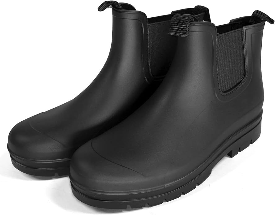 RainySeason Women's Chelsea Rain Boots - Stylish and Durable Waterproof Lug Sole Mid Heel Pull On... | Amazon (US)