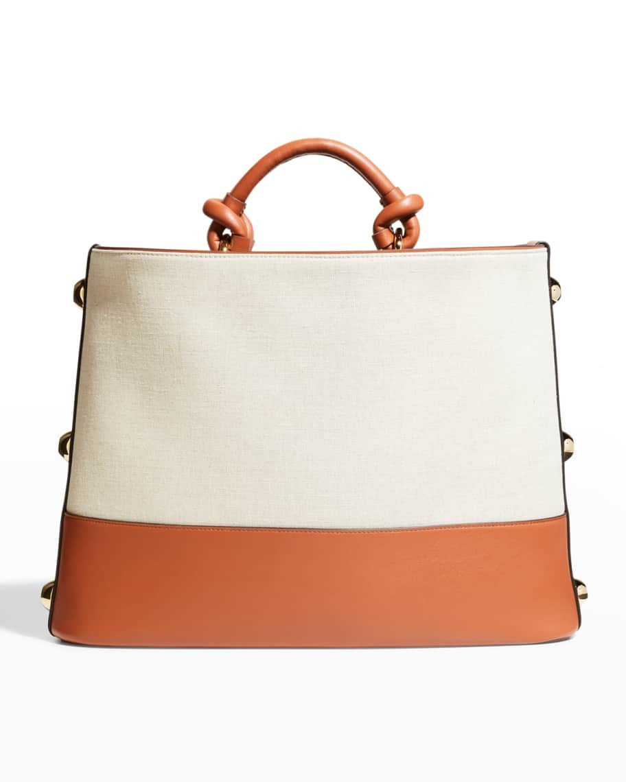 Salvatore Ferragamo F.Glam Canvas & Leather Tote Bag | Neiman Marcus