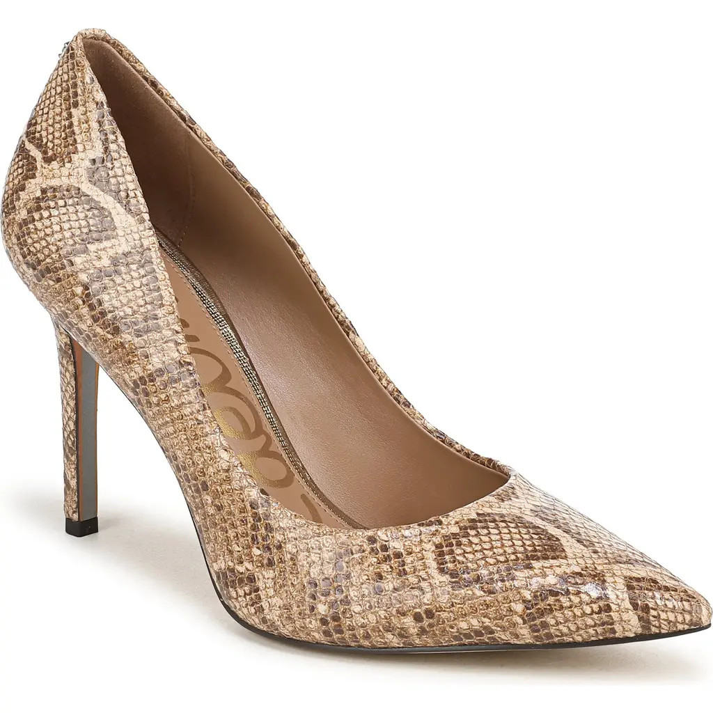 Sam Edelman Hazel Pointed Toe Pump in Light Sand Snake Print at Nordstrom, Size 9 | Nordstrom