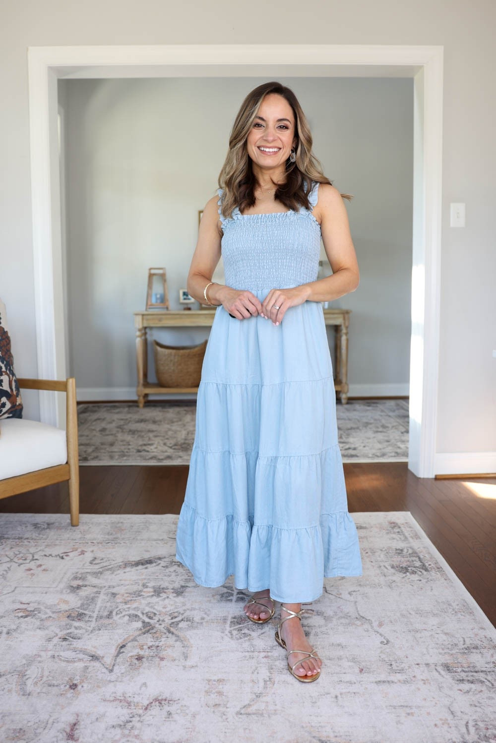 My friend and fellow petite creator Katie of @thriftywifehappylife collaborated with Dear John on a petite friendly capsule collection. This cutie dress is included! 

100% soft Tencel- it’s an easy throw on and go everyday dress. 

I’m wearing xs here and it fits me well. Stretchy straps that can shorten or lengthen to adjust to your height and proportions. I can wear it with flats or heels!