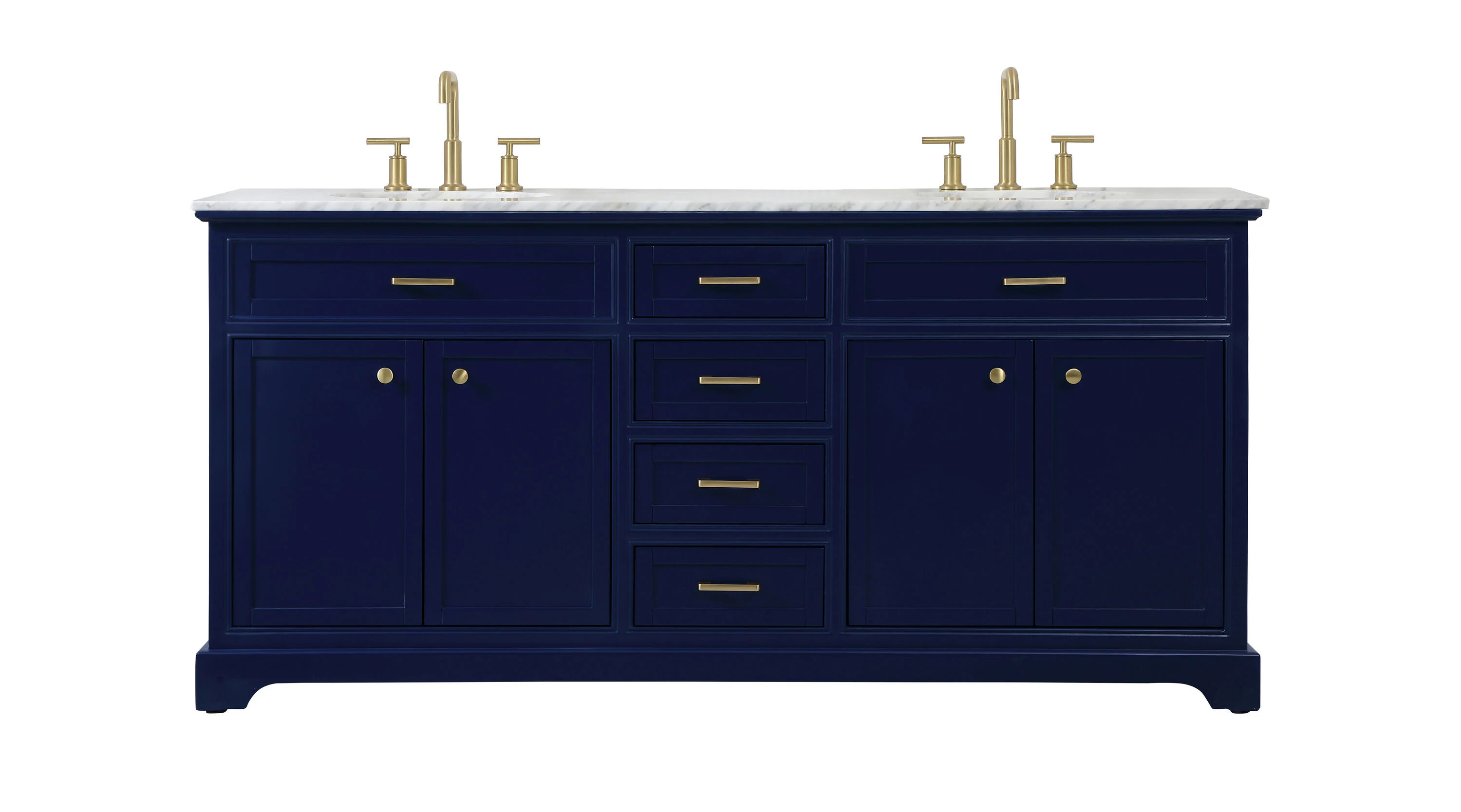 Elegant Decor Home Furnishing 72-in Blue Double Sink Bathroom Vanity with CarraraWhite Marble Top | HF45216DBL | Lowe's