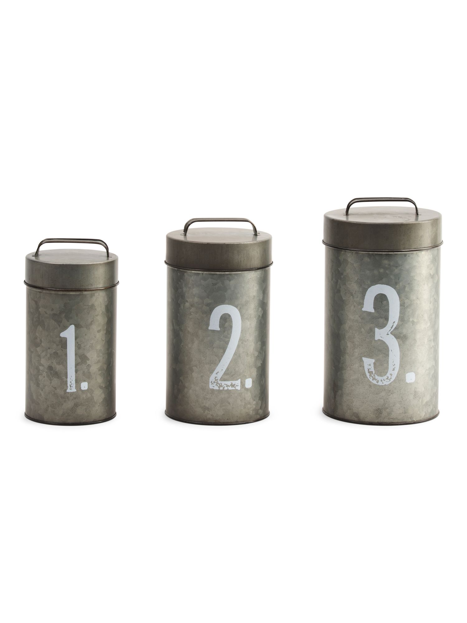 Set Of 3 Galvanized Canisters | TJ Maxx