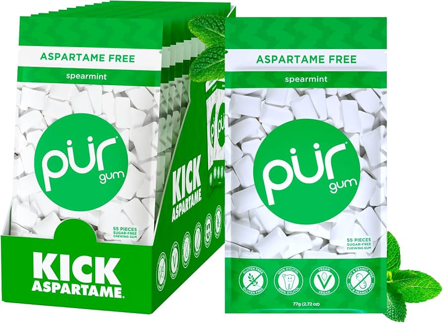 PUR Gum | Aspartame Free Chewing Gum | 100% Xylitol | Natural Spearmint Flavored Gum, 55 Pieces (... | Amazon (US)