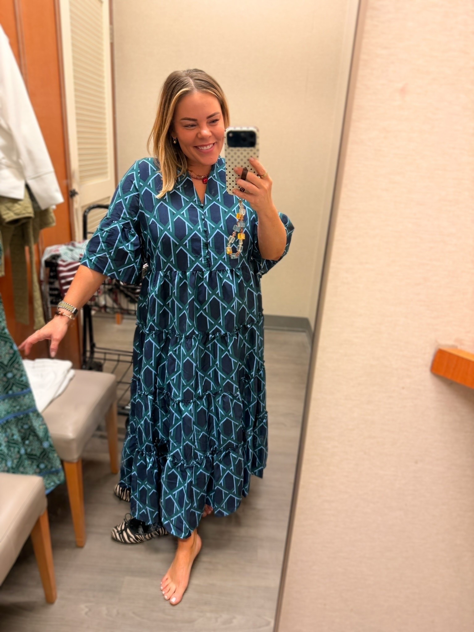 The pattern on this dress is too cute! I love how different it is and the colors are amazing too!!