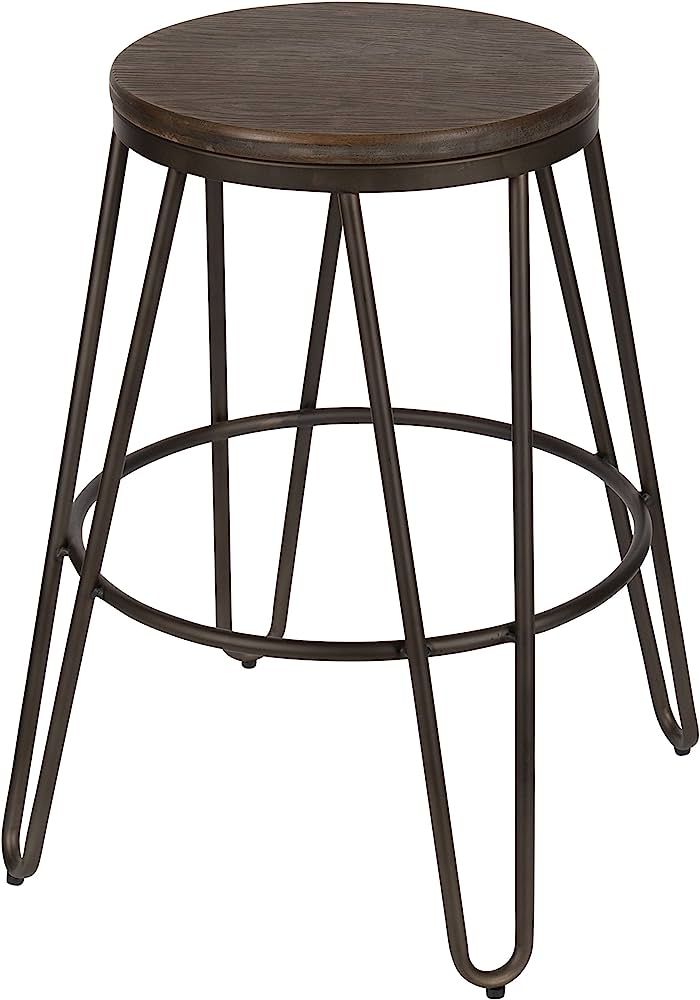 Kate and Laurel Tully Backless Modern Wood and Metal 24" Counter Height Bar Stools, Set of 4, Gra... | Amazon (US)