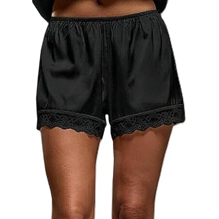 Caziffer Women Satin Silk Lace Trim Shorts Silky Low Rise Boxer Shorts Y2k Teen Girls Cute Coquet... | Amazon (UK)