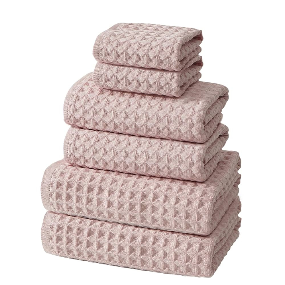 SK Studio 6 Piece Bath Towels Set, Cotton Hotel Large Waffle Bath Towels Absorbent Quick Dry with... | Amazon (CA)