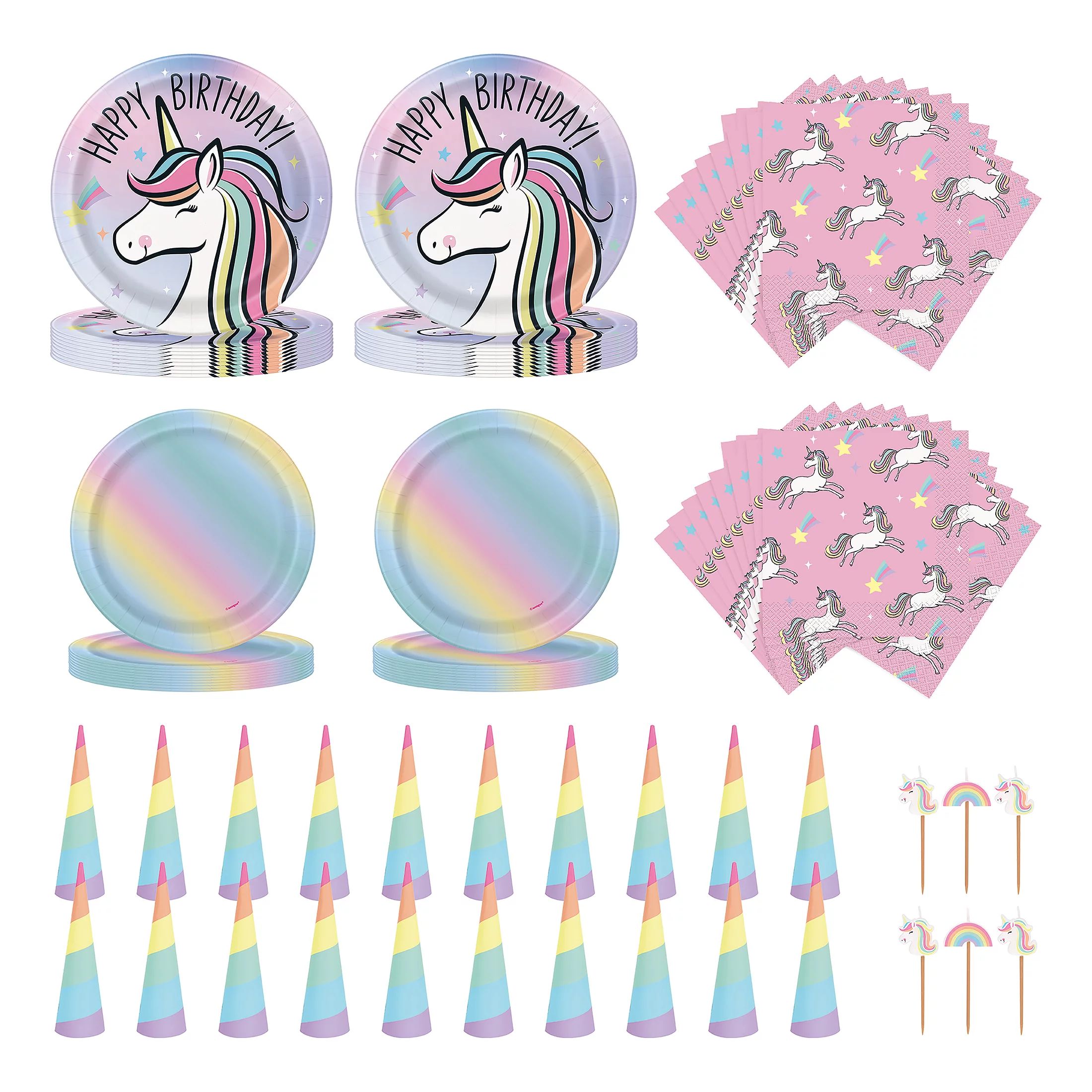 Way to Celebrate! Dreamy Unicorn Birthday Party Tableware and Decoration Kit for 20 Guests | Walmart (US)