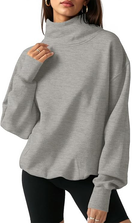 Fisoew Women's Oversized Turtleneck Sweatshirt Long Sleeve Pullover Casual Tops | Amazon (US)