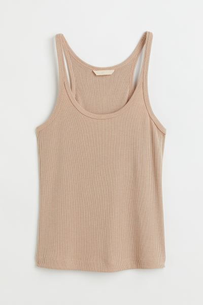 Fitted, racerback tank top in ribbed jersey with narrow shoulder straps. | H&M (US + CA)