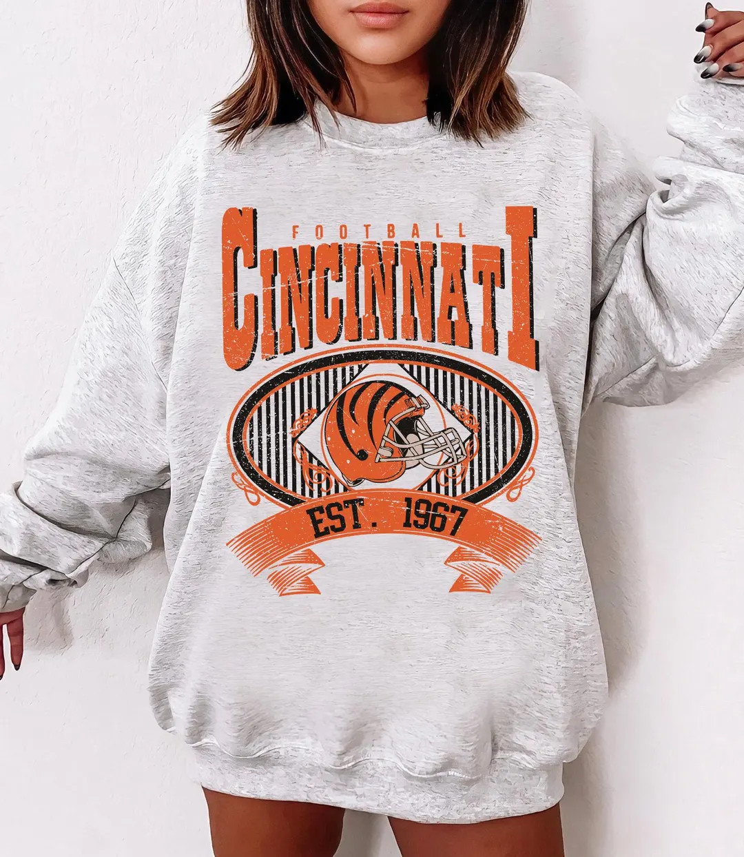 Cincinnati Football Vintage 90s Style Sweatshirt, Cincinnati Football Shirt, Sunday Football Shir... | Etsy (US)