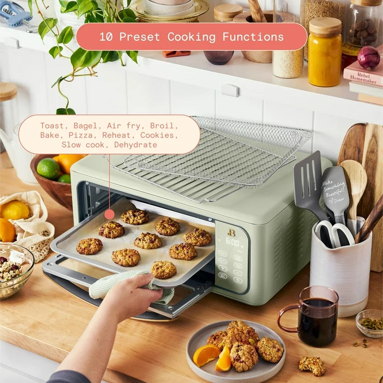 Beautiful Infrared Air Fry Toaster Oven, 9-Slice, 1800 W, Sage Green by Drew Barrymore | Walmart (US)