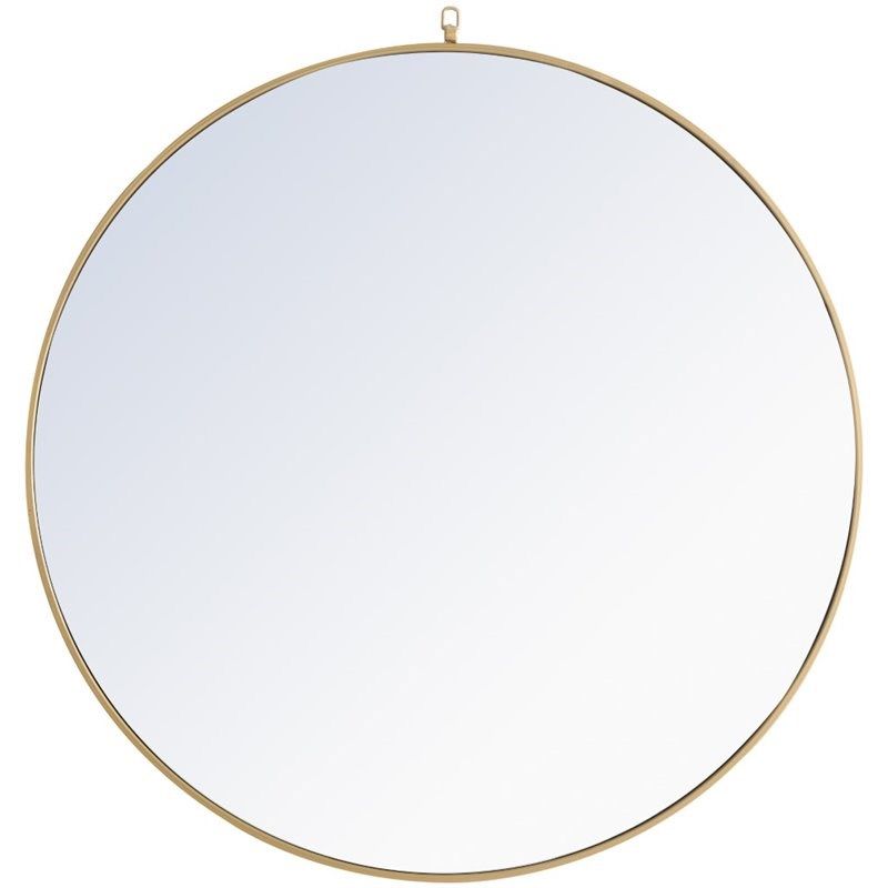 Elegant Decor Eternity 48" Contemporary Metal Frame Hooked Mirror in Brass | Homesquare