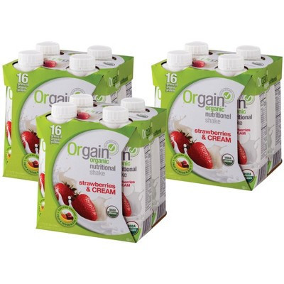 Orgain Organic Strawberries & Cream Nutritional Shake - Case of 3/4 pack, 11 oz | Target