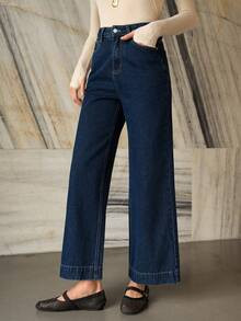 MOTF PREMIUM SLANT POCKET WIDE LEG JEANS | SHEIN