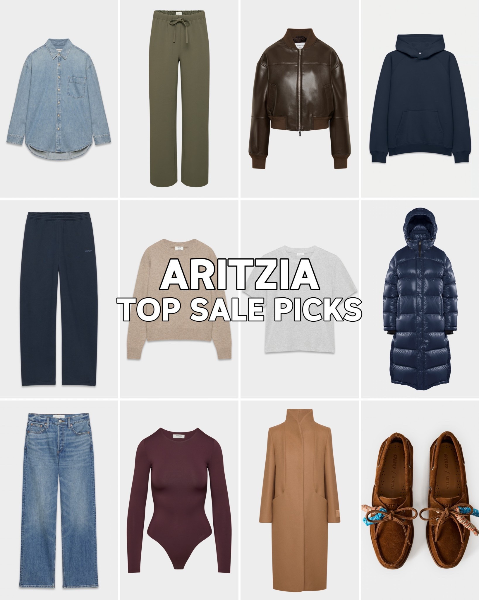 All my top picks from every category ALL currently on sale during the Aritzia Black Five Day sale! 

Most of these pieces run true to size but I have a few sizing call outs I want to note:

Arlo Jeans: run slightly small, I rec sizing 1 size up
Button Up Blouse: runs slightly large, I normally wear a small 
Sweatpants & Sweatshirt: Both run oversized so I don’t rec sizing up
Bodysuits: runs small, I rec sizing up 1 size

@aritzia #ad #aritziapartner #paidlink 

#LTKCyberWeek #LTKSaleAlert #LTKHoliday