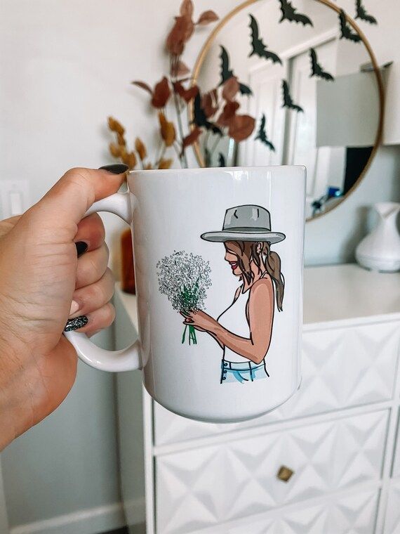 Cute Flowers + Hat Coffee Mug, Coffee Mug, Ceramic mug, Cute coffee mug, Gift for her | Etsy (US)
