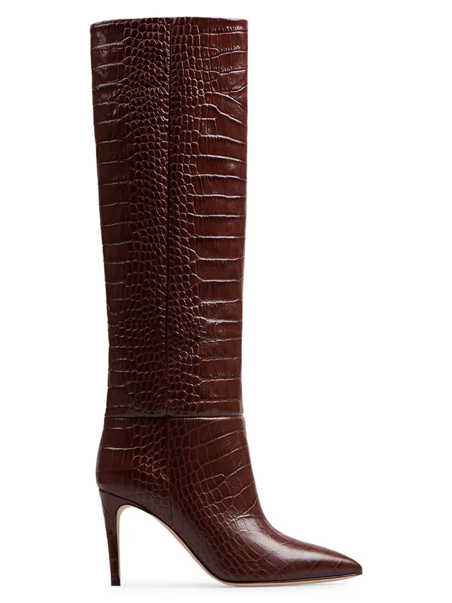 Paris Texas Stiletto 85MM Crocodile-Embossed Leather Boots | Saks Fifth Avenue | Saks Fifth Avenue