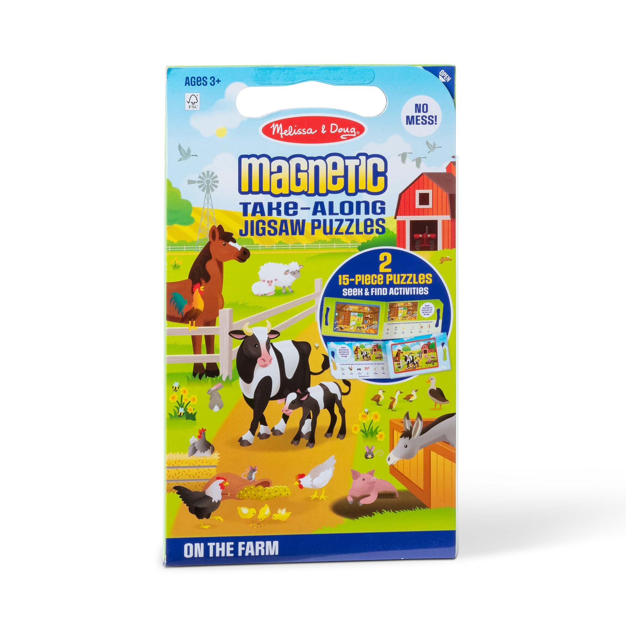 Melissa & Doug Take-Along Magnetic Jigsaw Puzzles Travel Toy On the Farm (2 15-Piece Puzzles) - F... | Amazon (US)