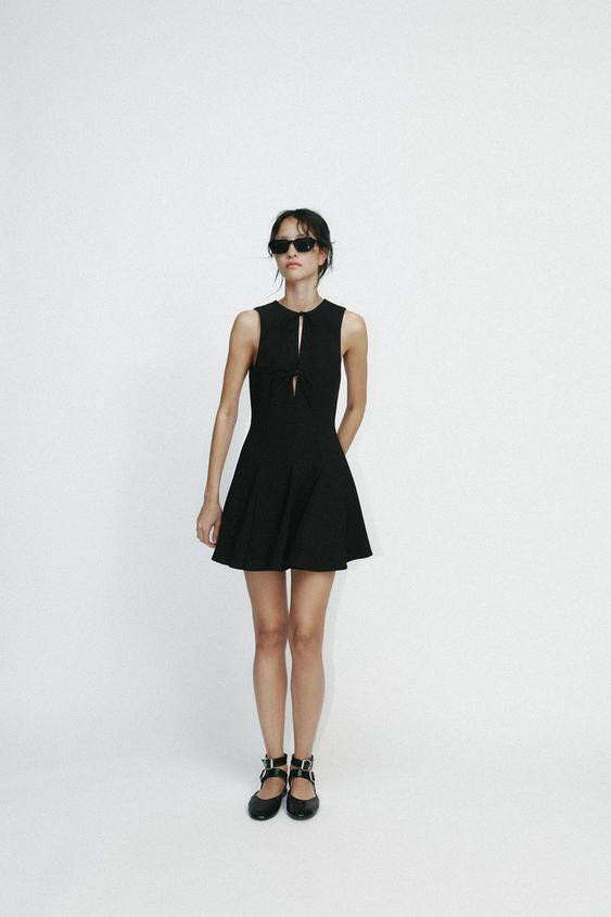GODET BOW SHORT DRESS | Zara US