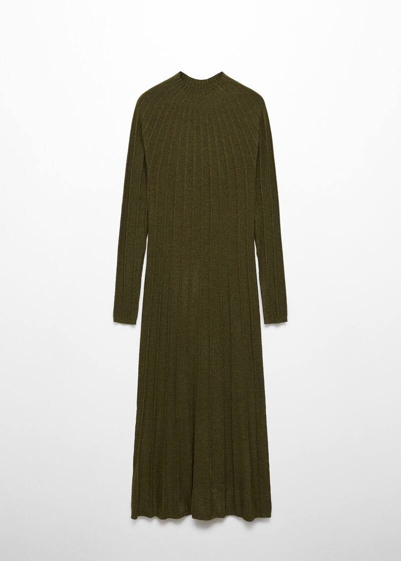 Perkins-neck ribbed dress | MANGO (UK)