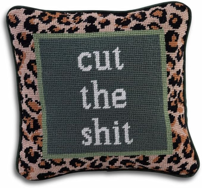 FURBISH Handmade Needlepoint Decorative Throw Pillow - Cut The - 11” X 11” - Small Embroidere... | Amazon (US)