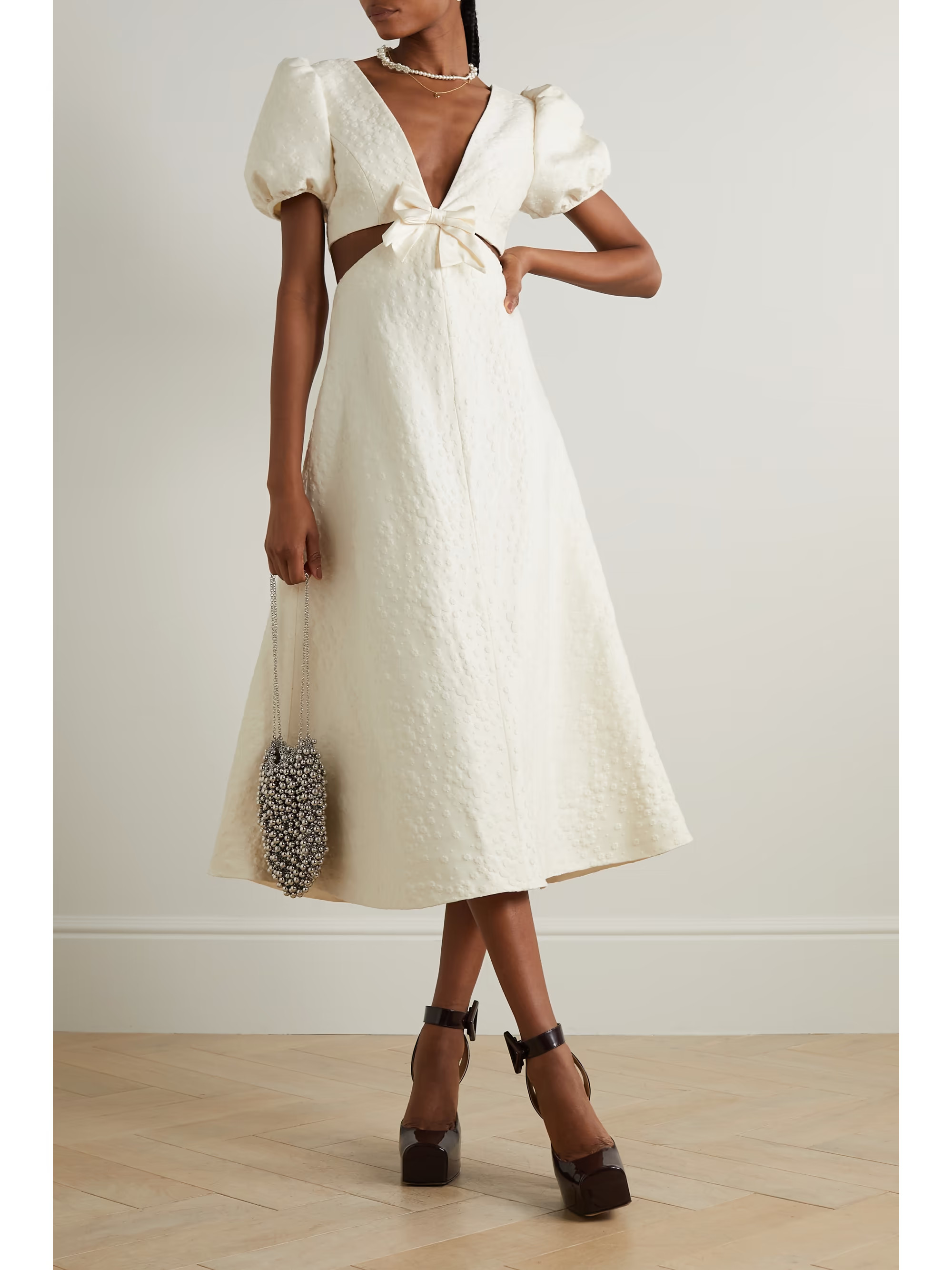 MARKARIAN Patti silk-trimmed cutout floral-brocade midi dress | NET-A-PORTER | NET-A-PORTER (US)