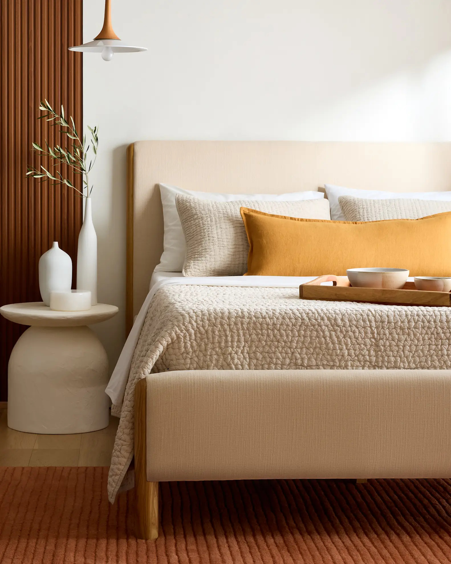 Solid Wood and Performance Fabric Bed | Quince