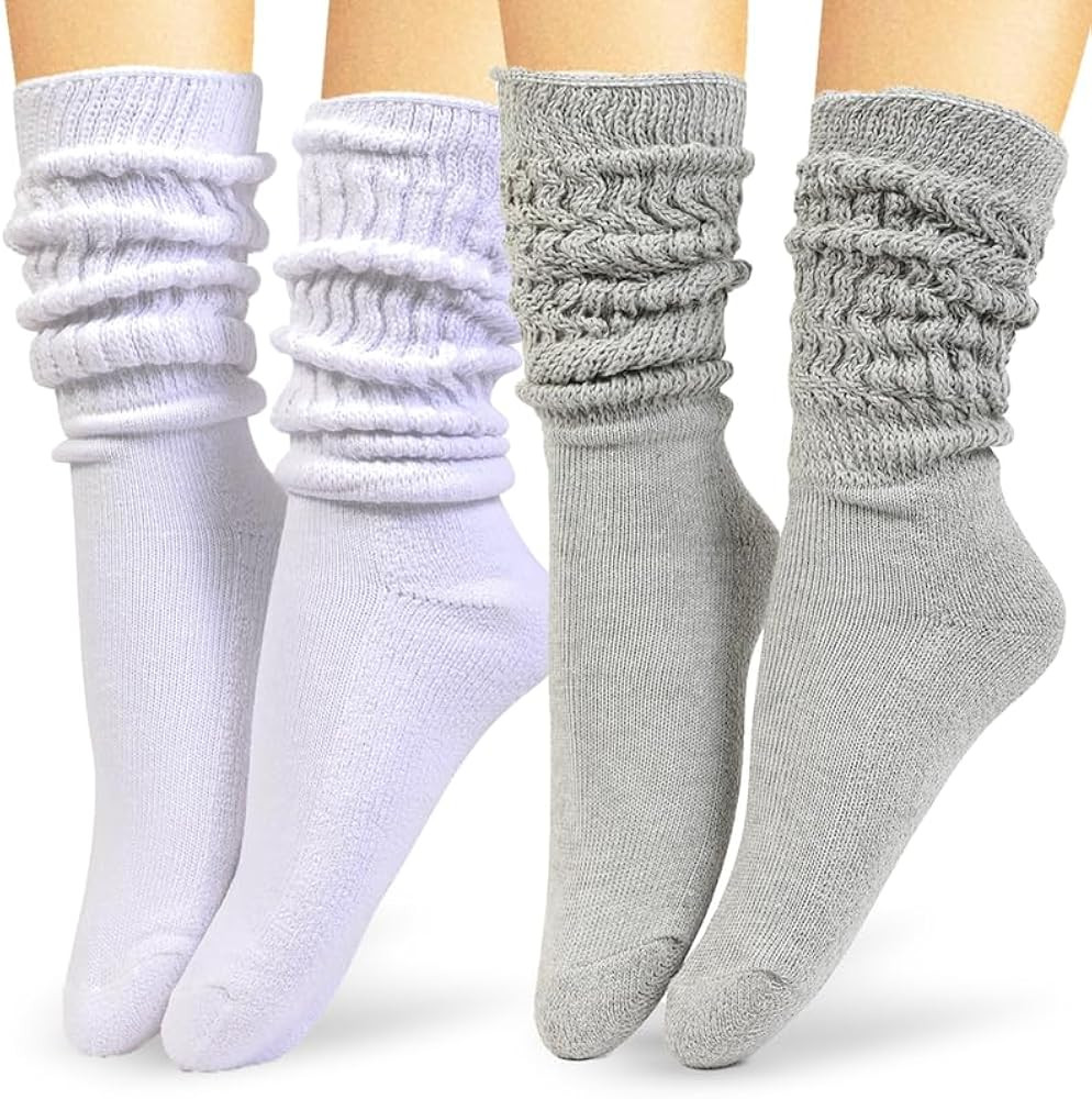 HOT FEET Women's Slouch Socks 2-Pack - Cozy Cotton Blend Scrunch Boot Socks, Long Slouchy Scrunch... | Amazon (US)