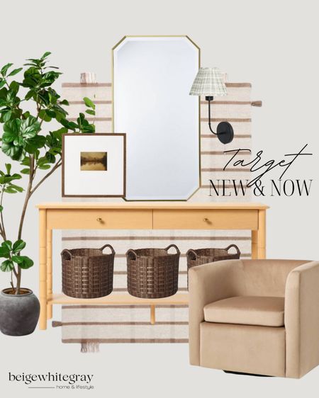 New at Target! The prettiest console table moment with this affordable mirror and art, faux tree and gorgeous swivel chair!! Affordable decor, affordable furniture! 

#LTKStyleTip #LTKHome