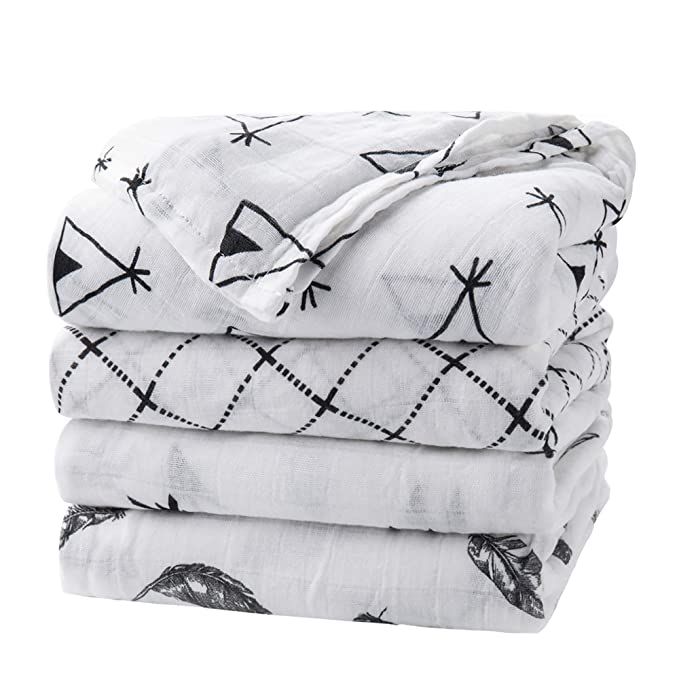 upsimples Baby Swaddle Blanket Unisex Swaddle Wrap Soft Silky Bamboo Muslin Swaddle Blankets Neut... | Amazon (US)
