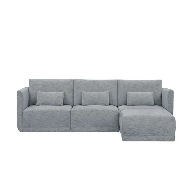 Beautiful Drew Modular Sectional Sofa with Ottoman by Drew Barrymore, Gray Fabric | Walmart (US)