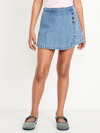 High-Waisted Wrap-Front Jean Skort for Girls | Old Navy (US)