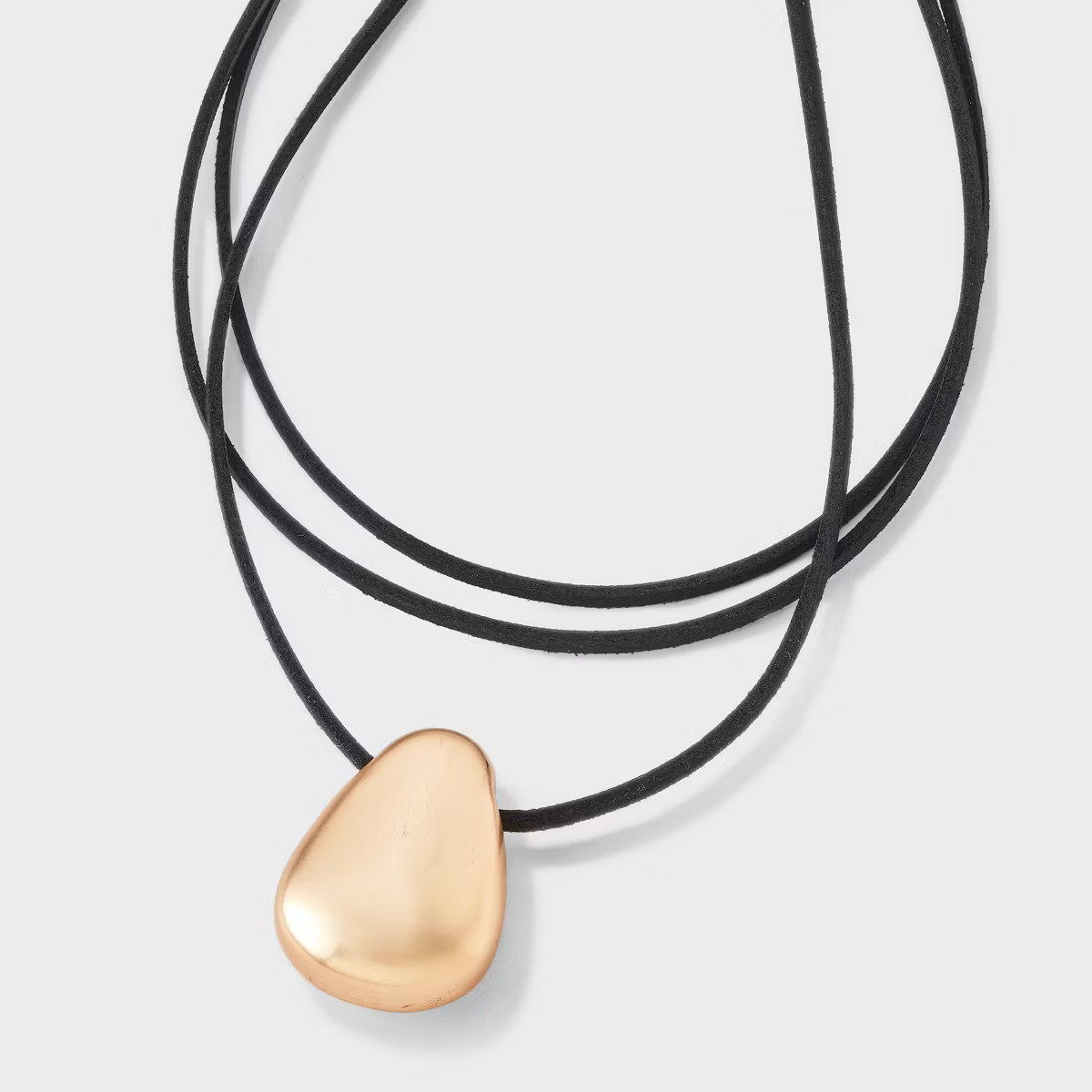 Simulated Leather and Slider Droplet Pendant Necklace - Universal Thread™ Black | Target